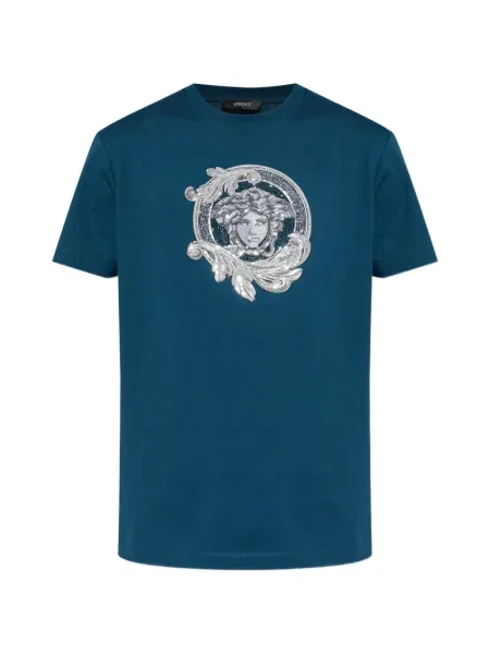Tricou Versace cu broderie albastru
