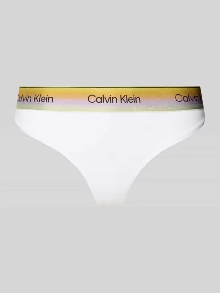 Stringi z mieszanka bawełny Calvin Klein Underwear białe