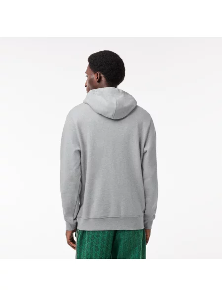Lacoste Bluza Z Kapturem Z Nadrukiem Classic Fit szara