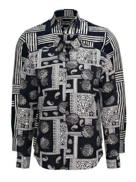 Radwa Cămașă Viscos floral pattern / amestecat negru