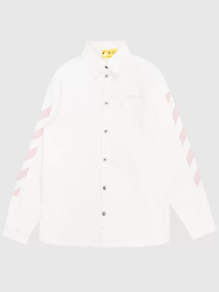 Дитяча джинсова сорочка з принтом емблеми Off-white біла