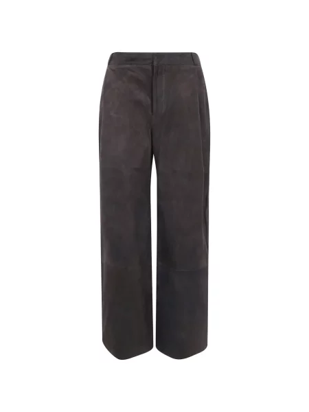 Pantaloni The Jackie Leathers din piele de căprioară maro