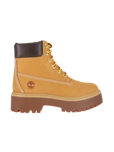 Botki Timberland skórzane w miejskim stylu z kamieniami brązowe