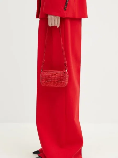 Fiorucci geantă de mana din piele întoarsă Suede Rhinestone Micro Mella rosu