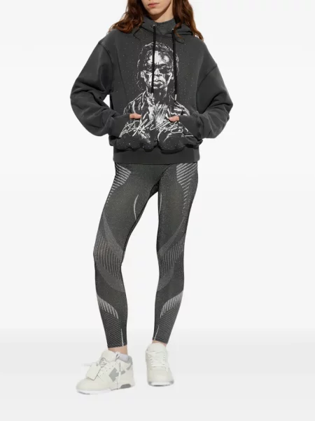 Hoodie Off-white με σχέδιο λευκό