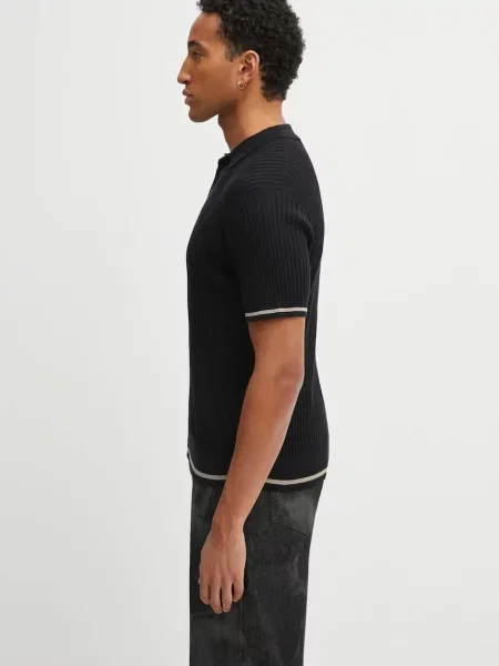Tricou polo Filling Pieces tricotate negru