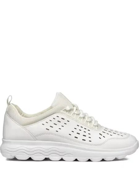 Sneakerși Geox cu șireturi din dantelă alb