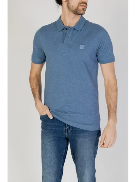 BOSS Тениска с яка и Passenger син