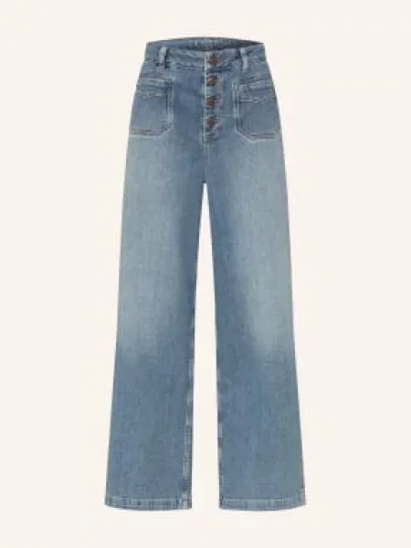 Jeansy Mos Mosh z naszywanymi kieszeniami niebieskie