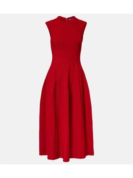 Rochie midi Ralph Lauren Collection de mătase roșu