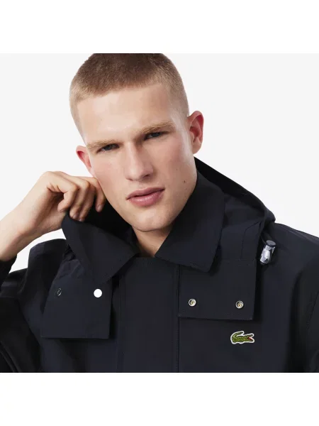 Lacoste Wodoodporna Parka Z Kapturem O Średniej Długości niebieski