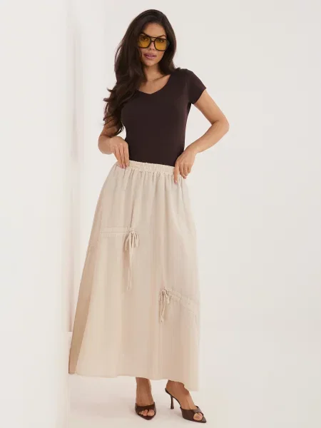 Fustă midi Italy Moda bej