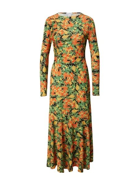 Warehouse Šaty zelená / oranžová / tmavooranžová čierna