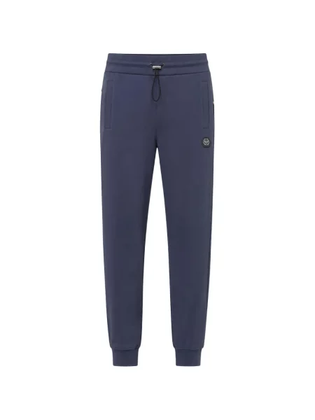 Pantaloni Philipp Plein alergare cu autograf albastru