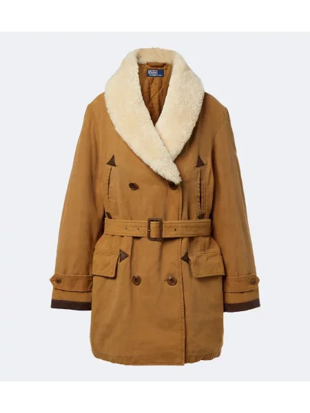 Haină din piele de oaie Polo Ralph Lauren din piele de oaie maro