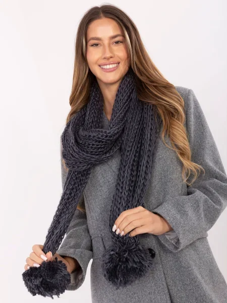 Fular Factory Price cu pompoane negru
