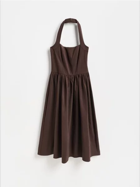 Reserved Rochie cu decolteu tip halter maro-închis maro