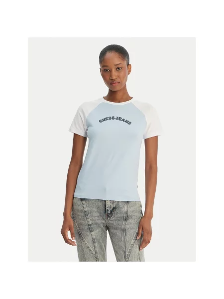 Guess Jeans Marškinėliai Žydra Regular Fit