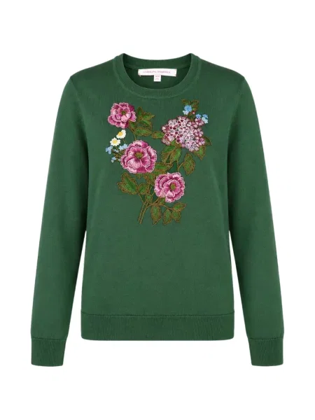 Pulover Carolina Herrera cu model floral verde
