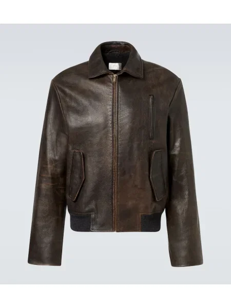 Geanta de piele The Row maro