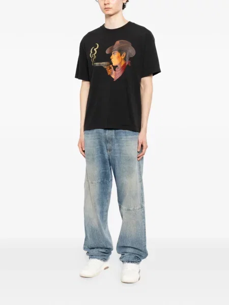 Tricou Melt cu imagine cu decolteu rotund negru