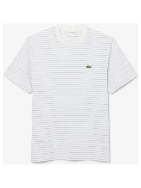 Koszulka z krótkim rękawem Lacoste Striped Cotton niebieski XS biały