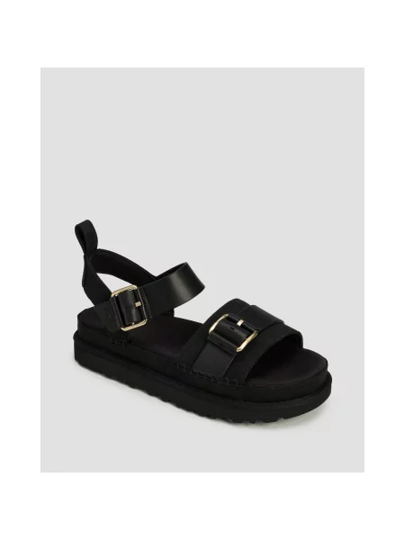 UGG sandale de piele Goldenstar Villa femei cu platforma negru