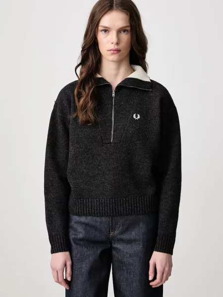 Fred Perry sweter z wełną szary