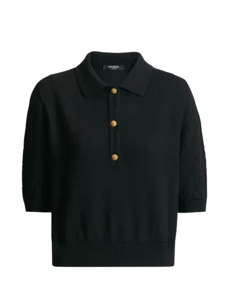Tricou polo Balmain tricotate negru