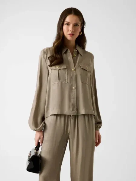 GUESS Bluză DALIA verde deschis bej