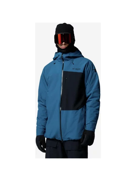 Kurtka z kapturem Columbia Winter District III niebieski petrol S biała