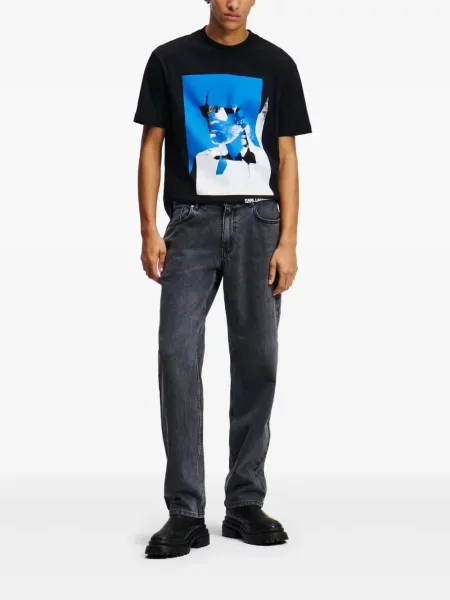 Džínsy s rovným strihom Karl Lagerfeld Jeans sivá