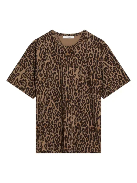 Tricou 6397 cu imagine cu model leopard scurt maro