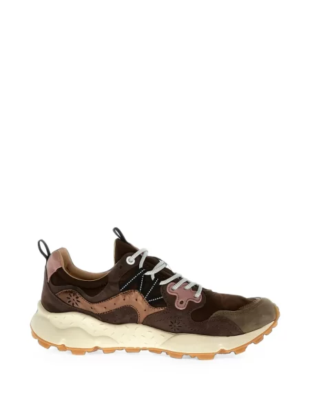 Sneakerși Flower Mountain din piele de căprioară cu model floral maro