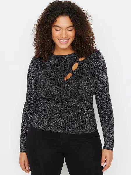 Pulover Trendyol cu decolteu rotund negru