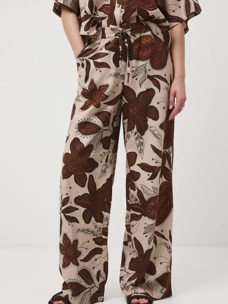 Medicine Παντελόνι wide leg γυναικείο με πρόσμιξη λινού μπεζ