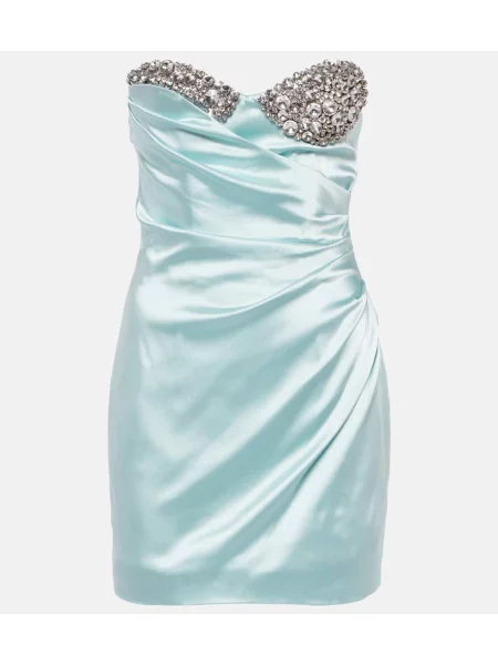 Rochie Area din satin de cristal albastru