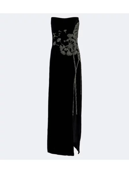 Rochie Costarellos de catifea fără bretele negru