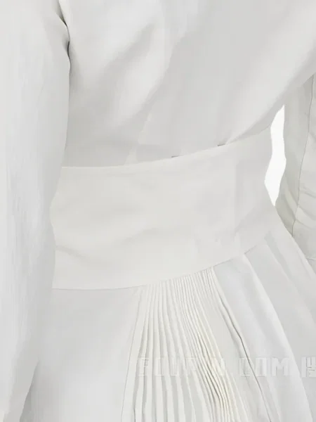 Rochie midi Ferragamo plisată până la genunchi de costum alb