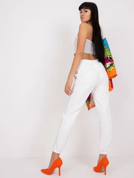 Pantaloni Fashionhunters alb