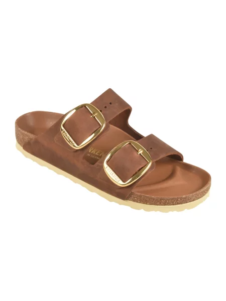 Klapki Birkenstock skórzane brązowe
