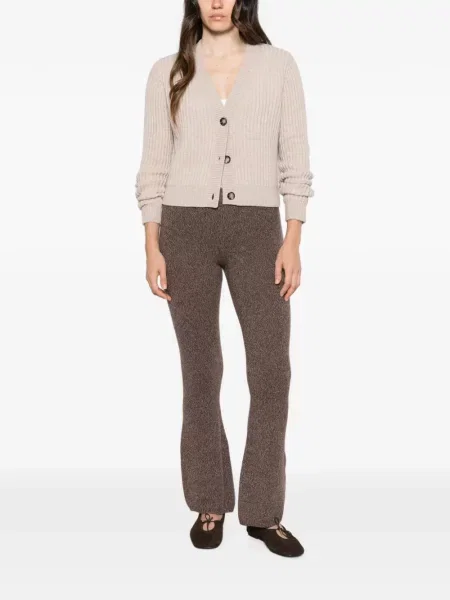 Pantaloni Ely Ely tricotate evazate maro