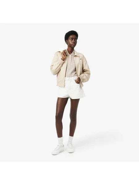Lacoste Dopasowana Koszulka Polo Z Żakardowym Monogramem beżowa