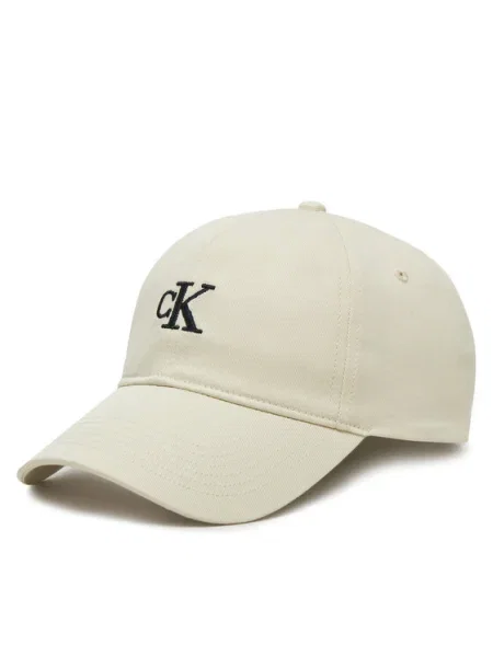 Calvin Klein Jeans Шапка с козирка Embroidered Monogram Cap бял