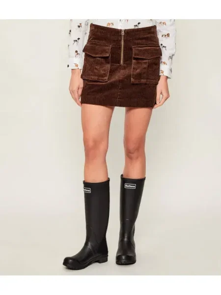 Fusta mini Tommy Hilfiger de catifea maro