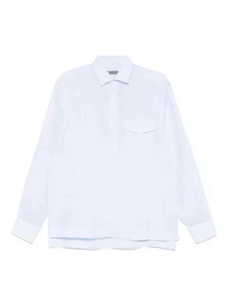 Lněná košile Corneliani modrá