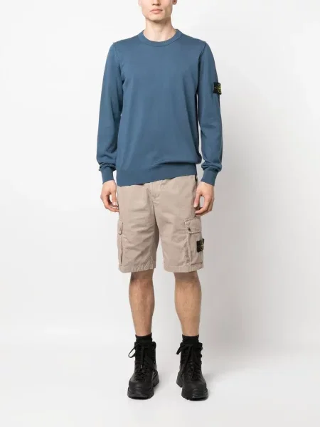 Džemperis be gobtuvo Stone Island apvaliu kaklu akmenys mėlyna