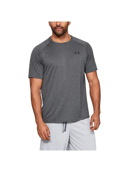 Under Armour Tech carbon heather/black pánske tréningové tričko sivá