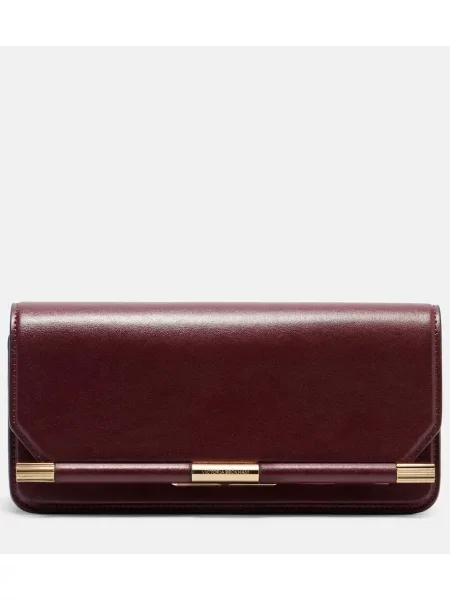 Geantă plic Victoria Beckham din piele bordo