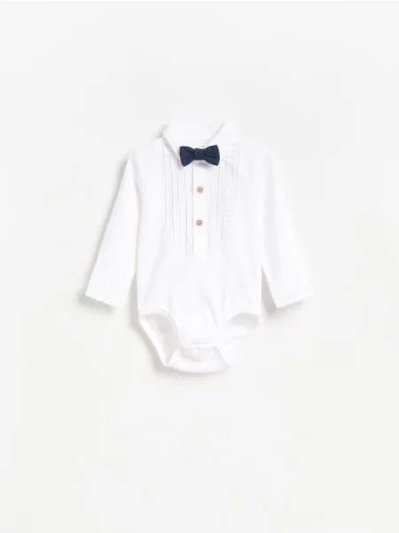 Reserved Body elegant cu papion alb